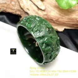 Vòng 12 con giáp ngọc bích Canada xanh đậm chạm tay tinh xảo - Ảnh 4