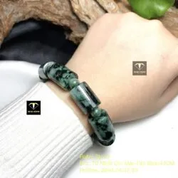 Vòng tay lu thống ngọc cẩm thạch sơn thuỷ vuông - Ảnh 5
