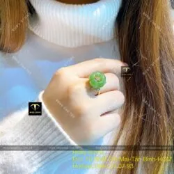 Nhẫn hoa mẫu đơn Ngọc bích, vàng 18k - Ảnh 7