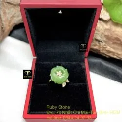 Nhẫn hoa mẫu đơn Ngọc bích, vàng 18k - Ảnh 5