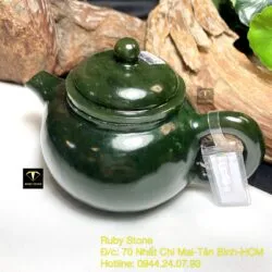 Ấm trà ngọc bích Canada trơn chạm tay - Hình ảnh 3