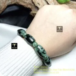 Vòng tay lu thống ngọc Cẩm thạch sơn thuỷ dáng thon (size nhỏ)