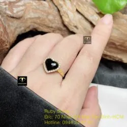 Nhẫn trái tim Phỉ Thuý Mực Dục, vàng 18k - Hình ảnh 6
