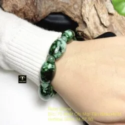 Vòng tay lu thống ngọc Cẩm thạch sơn thuỷ xanh lý dáng thon