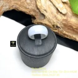 Nhẫn Ngọc Cẩm thạch phớt tím, bản 10mm - Ảnh 3