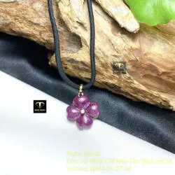 Mặt dây chuyền cỏ 4 cánh Ruby Nam Phi, vàng 18k - Hình ảnh 5