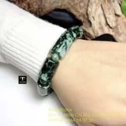 Vòng tay lu thống ngọc cẩm thạch sơn thuỷ vuông - Ảnh 9