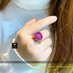 Nhẫn hoa hồng Ruby Nam Phi, vàng 18k - Hình ảnh 10