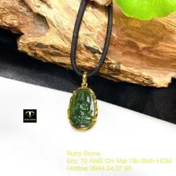 Phật bản mệnh ngọc bích Canada cho bé, vàng 18k, KT 20mm