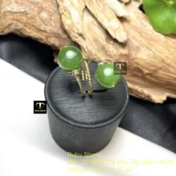 Nhẫn 2 trái châu Ngọc bích, vàng 18k - Hình ảnh 3