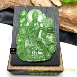 Phật Quan Âm Bồ Tát ngọc bích Canada, KT 60x40mm