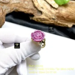 Nhẫn hoa hồng Ruby Nam Phi, vàng 18k - Hình ảnh 7