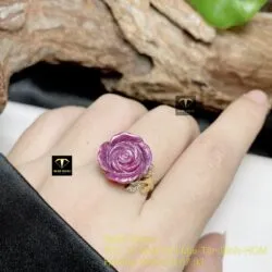 Nhẫn hoa hồng Ruby Nam Phi, vàng 18k - Hình ảnh 3