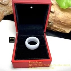 Nhẫn Ngọc Cẩm thạch phớt tím, bản 10mm - Ảnh 6
