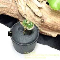 Nhẫn tỳ hưu ngọc bích Canada xanh lá, vàng 18k - Ảnh 3