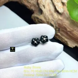 Khuyên tai hoa mai Phỉ Thuý Mực Dục, vàng 18k - Hình ảnh 3