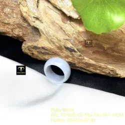 Nhẫn Ngọc Cẩm thạch phớt tím, bản 10mm - Ảnh 5