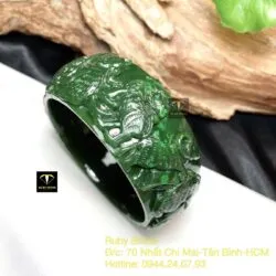 Vòng 12 con giáp ngọc bích Canada xanh đậm chạm tay tinh xảo - Ảnh 6