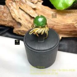 Nhẫn trái châu Ngọc bích 15 ly, vàng 18k - Hình ảnh 3
