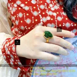 Nhẫn thiềm thừ (cóc ba chân) ngọc bích Canada, vàng 18k - Hình ảnh 8