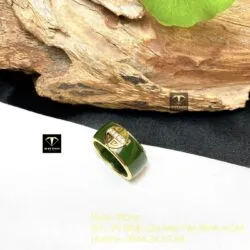 Nhẫn ngọc bích Canada chữ “Hỷ”, vàng 18k - Hình ảnh 2