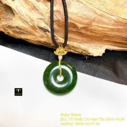 Mặt dây chuyền đồng điếu Ngọc bích, móc vàng 18k - Ảnh 5