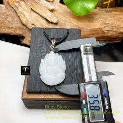 Hồ ly bạch ngọc Myanmar, móc bạc 925 Hồ ly bạch ngọc Myanmar, móc bạc 925