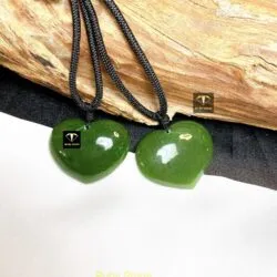 Mặt dây chuyền trái tim Ngọc bích xanh lá, kích thước 26mm