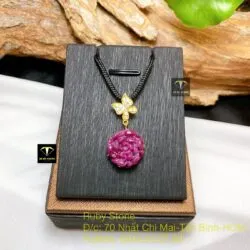 Mặt dây chuyền hoa mẫu đơn Ruby Nam Phi, móc vàng 18k