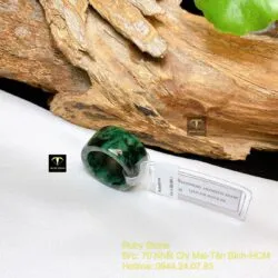Nhẫn cẩm thạch sơn thuỷ xanh đen điểm lý, bản 14 ly - Hình ảnh 5