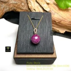 Trái châu Ruby Nam Phi 14,5mm, móc bạc xi vàng hồng - Ảnh 2