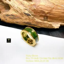 Nhẫn vuông Ngọc bích Canada (kim tiền bên trong), vàng 18k - Ảnh 5