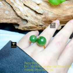 Nhẫn trái châu Ngọc bích Canada, vàng 18k