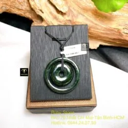 Mặt dây Đồng điếu kép ngọc Cẩm thạch sơn thuỷ - Ảnh 5