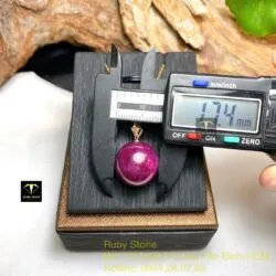 Mặt dây chuyền trái châu Ruby Nam Phi 17mm, móc bạc xi vàng hồng - Ảnh 3