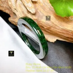 Vòng bản vuông ngọc Cẩm thạch sơn thuỷ xanh đen - Hình ảnh 2