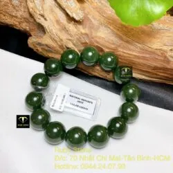 Vòng chuỗi Ngọc bích xanh đậm VIP 15 ly - Hình ảnh 7