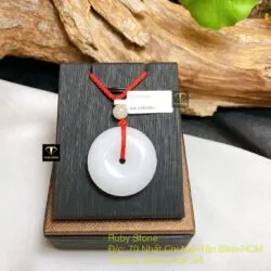 Mặt dây Đồng điếu bạch ngọc, kích thước 29mm