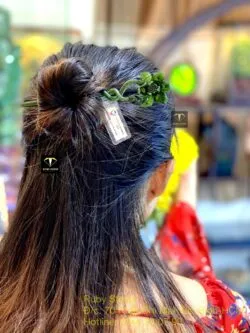 Trâm cài tóc hoa sen (liên hoa) Ngọc bích chạm tay tinh xảo