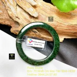Vòng bản vuông ngọc Cẩm thạch sơn thuỷ xanh đen - Hình ảnh 4