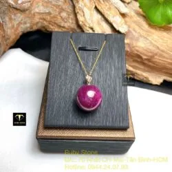 Mặt dây chuyền trái châu Ruby Nam Phi 17mm, móc bạc xi vàng hồng - Ảnh 4