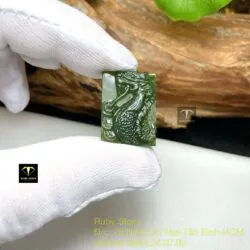 Mặt dây Cá chép hoá Rồng ngọc bích, kích thước 23mm