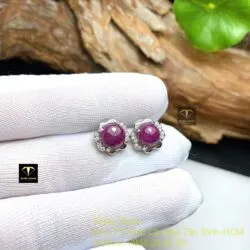 Khuyên tai Ruby Nam Phi, bọc bạc thiết kế - Hình ảnh 4