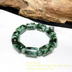 Vòng tay lu thống ngọc cẩm thạch xanh lý - Ảnh 6