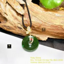 Mặt dây chuyền đồng điếu Ngọc bích, móc vàng 18k - Ảnh 4