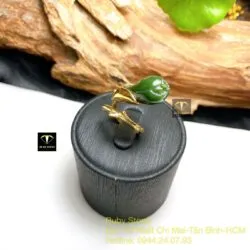 Nhẫn hoa mộc lan Ngọc bích xanh đậm, vàng 18k