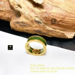 Nhẫn vuông Ngọc bích Canada (kim tiền bên trong), vàng 18k - Ảnh 3