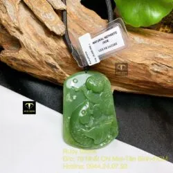 Mặt dây chuyền Cá chép Ngọc bích xanh, KT 55mm - Hình ảnh 2