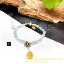 Vòng tay ngọc Cẩm thạch đốt trúc mix bạc 4,5 ly - Hình ảnh 4