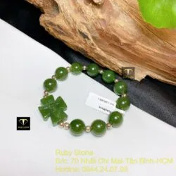 Vòng Mân Côi ngọc bích Canada xanh lá, bi bạc - Hình ảnh 2